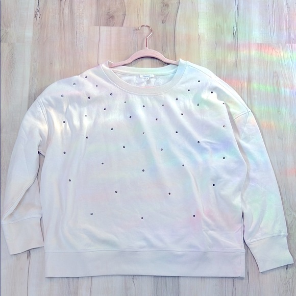 Woman’s Cream Sweatshirt with Studded Details - Picture 1 of 4